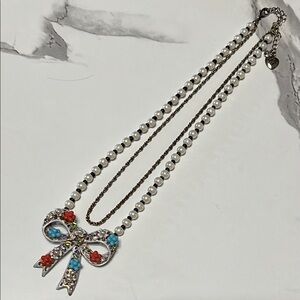 Betsey Johnson Farmhouse Bow Necklace